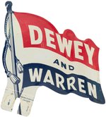 "DEWEY WARREN" SCARCE FIGURAL WAVING AMERICAN FLAG LICENSE PLATE TOPPER.