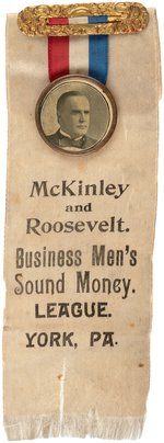 McKINLEY AND ROOSEVELT BUSINESS MEN'S SOUND MONEY LEAGUE YORK, PA" RIBBON.