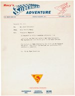 "MACY'S SUPERMAN ADVENTURE" UNIQUE TYPED LETTER.