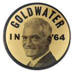 SCARCE AND STRIKING BLACK/GOLD "GOLDWATER IN '64."