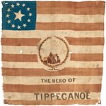 RARE "THE HERO OF TIPPECANOE" W. H. HARRISON PORTRAIT PARADE FLAG.