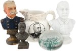 SPANISH-AMERICAN WAR ADMIRAL DEWEY PAPERWEIGHT, CREAMER & BUST LOT.