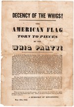 RARE POLK "THE AMERICAN FLAG TORN TO PIECES" 1844 ANTI-WHIG BROADSIDE.