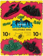 "OFFICIAL BATMAN COLLAPSIBLE RING" VENDING MACHINE CARD WITH RINGS.