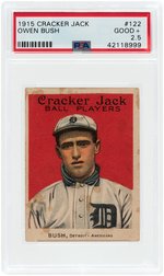 1915 CRACKER JACK OWEN BUSH #122 PSA GOOD+ 2.5.