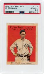 1914 CRACKER JACK AD BRENNAN #115 PSA GOOD+ 2.5.