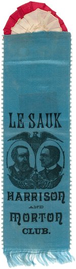 "LE SAUK HARRISON AND MORTON CLUB" RARE JUGATE RIBBON FROM SMALL MINNESOTA TOWN.