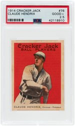 1914 CRACKER JACK CLAUDE HENDRIX #76 PSA GOOD+ 2.5.