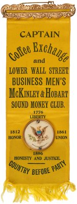 "COFFEE EXCHANGE AND LOWER WALL STREET BUSINESS MEN'S McKINLEY & HOBART" CLUB RIBBON.