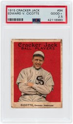 1915 CRACKER JACK EDWARD V. CICOTTE #94 PSA GOOD+ 2.5.