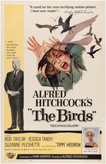 "THE BIRDS" LINEN-MOUNTED ONE SHEET MOVIE POSTER.