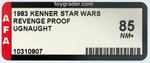 "STAR WARS: REVENGE OF THE JEDI - UGNAUGHT" PROOF CARD AFA 85 NM+.