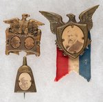 TRIO OF HARRISON BRASS SHELL BADGES INCLUDING SCARCE JUGATE.