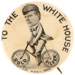 "TO THE WHITE HOUSE" McKINLEY ON BICYCLE BUTTON UNLISTED IN HAKE.