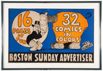 "BOSTON SUNDAY ADVERTISER" NEWSPAPER COMIC SECTION TROLLEY SIGN W/BARNEY GOOGLE.