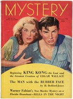 FAY WRAY SIGNED "KING KONG" POSTCARD & "MYSTERY" MAGAZINE WITH KONG CONTENT.