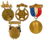 ADMIRAL GEORGE DEWEY FOUR BRASS BADGES CIRCA 1898.