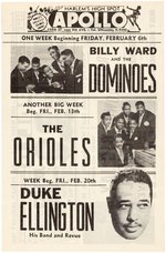 DUKE ELLINGTON, RUTH BROWN & THE ORIOLES 1959 APOLLO CONCERT HANDBILL.