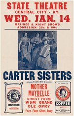 THE CARTER SISTERS & MOTHER MAYBELLE RARE 1953 CONCERT POSTER.