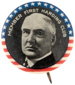 "MEMBER FIRST HARDING CLUB" SCARCE 1920 BUTTON HAKE #34.