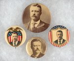 FOUR TEDDY ROOSEVELT PORTRAIT BUTTONS.