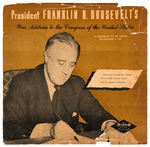 FDR RECORD “WAR ADDRESS TO THE CONGRESS OF THE UNITED STATES DEC. 8, 1941.”