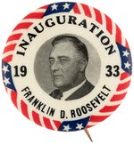 SCARCE ROOSEVELT "INAUGURATION 1933" BUTTON UNLISTED IN HAKE.