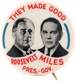RARE ROOSEVELT/MILES NEW MEXICO COATTAIL JUGATE BUTTON UNLISTED IN HAKE.