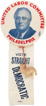 ROOSEVELT "UNITED LABOR COMMITTEE PHILADELPHIA" BUTTON & RIBBON.