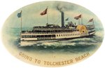 RARE POCKET MIRROR SHOWS PADDLE-WHEEL STEAMSHIP "GOING TO TOLCHESTER BEACH".