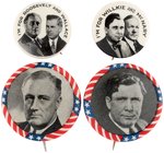 FOUR ROOSEVELT & WILLKIE BUTTONS INCLUDING PAIR OF JUGATES.