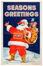 ATLANTIC GASOLINE "SEASONS GREETINGS" 1957 SANTA CLAUS POSTER.