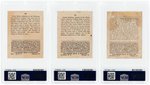 1915 CRACKER JACK AMERICAN LEAGUE WASHINGTON SENATORS LOT OF THREE PSA GRADED.