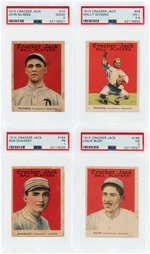 1915 CRACKER JACK AMERICAN LEAGUE PHILADELPHIA ATHLETICS LOT OF FOUR PSA GRADED.