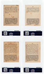 1915 CRACKER JACK AMERICAN LEAGUE PHILADELPHIA ATHLETICS LOT OF FOUR PSA GRADED.