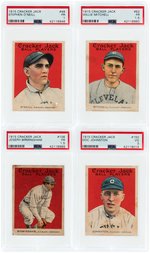 1915 CRACKER JACK AMERICAN LEAGUE CLEVELAND NAPS LOT OF FOUR PSA GRADED.