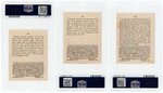 1915 CRACKER JACK AMERICAN LEAGUE NEW YORK GIANTS LOT OF THREE PSA GRADED.