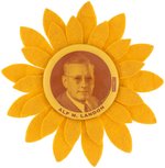 "ALF M. LANDON" HAKE UNLISTED PORTRAIT BUTTON ON FELT SUNFLOWER.