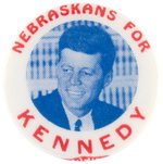 "NEBRASKANS FOR KENNEDY" RARE 1960 PORTRAIT BUTTON UNLISTED IN HAKE.