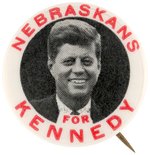 "NEBRASKANS FOR KENNEDY" RARE 1960 PORTRAIT BUTTON HAKE #2073.