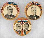 TRIO OF McKINLEY BUTTONS INCLUDING McK/ROOSEVELT JUGATE.