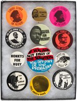 COLLECTION OF 12 CIVIL RIGHTS AND BLACK PANTHER BUTTONS.