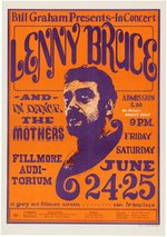 BILL GRAHAM CONCERT POSTER BG-13 FEATURING LENNY BRUCE & THE MOTHERS OF INVENTION.