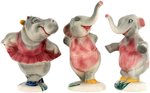 "FANTASIA" ELEPHANTS & HIPPO VERNON KILNS FIGURINE TRIO.