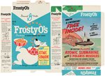 GENERAL MILLS "FROSTY O's" FILE COPY CEREAL BOX FLAT WITH "ATOMIC SUBMARINE" OFFER.