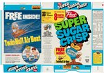 POST "SUPER SUGAR CRISP" FILE COPY CEREAL BOX FLAT WITH "TWIN-HULL AIR BOAT" OFFER.