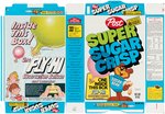 POST "SUPER SUGAR CRISP" FILE COPY CEREAL BOX FLAT WITH "FLY-HI OBSERVATION BALLOON" OFFER.