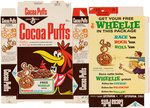 GENERAL MILLS "COCOA PUFFS" FILE COPY CEREAL BOX FLAT WITH "WHEELIE" OFFER.