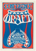 "CONFERENCE ON THE DRAFT" PSYCHEDELIC POSTER BY ARTIST "GUT" AND SIGNED BY DAVID HARRIS.