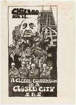 SCARCE SDS "A CLOSED CONVENTION IN A CLOSED CITY" 1968 CHICAGO DNC POSTER.